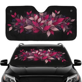 Botanical Leaves Branching Berry Clusters Ghosted Forms Car Interior Upgrade Car Sunshade