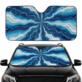 Blue Aqua White Marble Agate Polished Stone - Car Interior Upgrade Travel Road Trip Car Sunshade