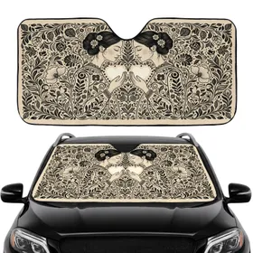 Folk Art Mirrored Female Figures Hearts Botanical Car Interior Upgrade Car Sunshade