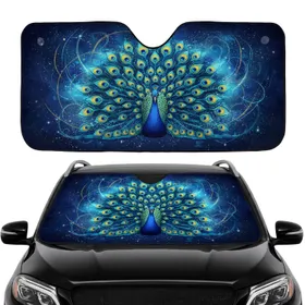Majestic Peacock Fanned Tail - Car Interior Upgrade - Bird Lover Gift Car Sunshade