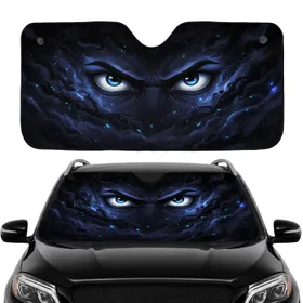 Angry Blue Eyes Ominous Swirling Smoke Shadowy Tendrils Cavernous Abyss Car Interior Upgrade Car Sunshade