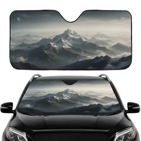 Majestic Layered Mountain Peaks Atmospheric Mist Cloud Landscape Road Trip Gift Car Sunshade