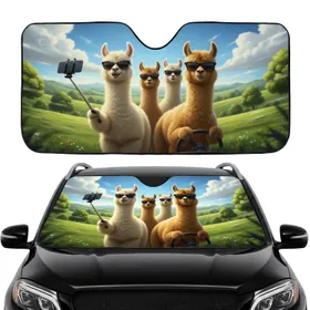 Alpacas Sunglasses Selfie Stick Steering Wheel - Road Trip Gift for Alpaca Lovers Car Sunshade