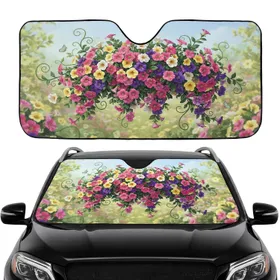 Pink Yellow Purple Floral Butterfly Garden Cascade Car Interior Upgrade Car Sunshade