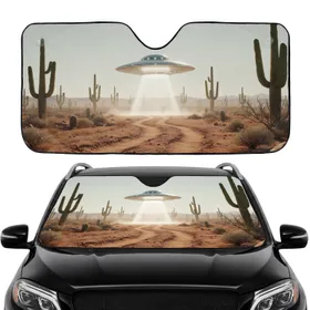 UFO Desert Scene Flying Saucer Cacti - Car Interior Upgrade Car Sunshade