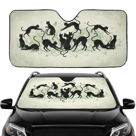 Cat Silhouettes Vine Patterns Celestial Nature Motifs Car Interior Upgrade Cat Lover Gift Car Sunshade