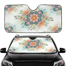 Large Floral Mandalas Botanical Foliage Berry Clusters - Car Interior Upgrade Car Sunshade