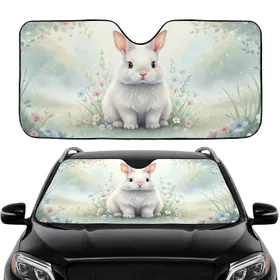 Fluffy Baby Bunny Pastel Wildflowers Spring Meadow Car Interior Upgrade Car Sunshade