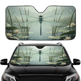 Elegant Dragonfly Natural Aquatic Lily Pads - Road Trip Travel Accessory Car Sunshade