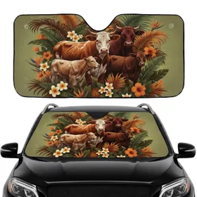 Cows Calves Palm Fronds Hibiscus Car Interior Upgrade Cow Lover Gift Car Sunshade