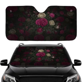 Dense Abundant Vintage Roses Botanical Leaves - Car Interior Upgrade for Rose Lovers Car Sunshade