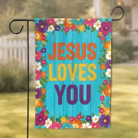 Jesus Loves You Floral Wood Plank - Christian Home Decor Gift Garden Flag