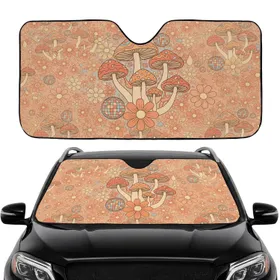 70s Varied Retro Mushroom Floral Disco Ball Starbursts - Car Interior Upgrade Car Sunshade