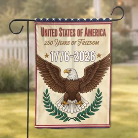 Bald Eagle American Flag 1776-2026 - USA 250th Anniversary History Enthusiast Garden Flag