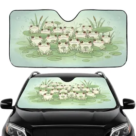 Frogs Lily Pads Pond Ecosystem Aquatic Flora Car Interior Upgrade for Frog Lovers Car Sunshade