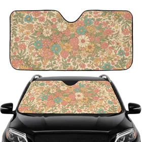 Retro Wildflower Field Daisies Asters - Car Interior Upgrade Car Sunshade