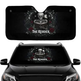 Gothic Skeletal Reader Book Celestial Moon Stars Car Interior Upgrade Car Sunshade