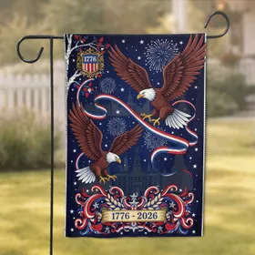 Bald Eagles 1776 Shield - USA 250th Anniversary Independence Day Gift for Veterans Garden Flag
