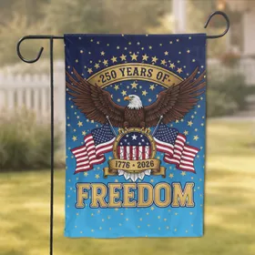 Bald Eagle American Flag 1776-2026 Patriotic Shield - USA 250th Anniversary Garden Flag