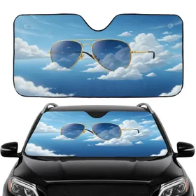 Aviator Sunglasses Blue Sky Clouds - Car Interior Upgrade Car Sunshade