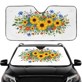 Wildflower Sunflowers Daisies Floral Full Bloom - Car Interior Upgrade Road Trip Essential Car Sunshade