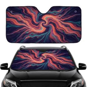 Fluid Art Agate Swirl Marbled Veins Ribbons - Car Interior Upgrade Commute Accessory Car Sunshade