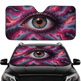 Hyper-Realistic Human Eye Agate Geode Organic Layers Crystalline Swirls - Car Interior Upgrade Car Sunshade