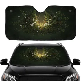 Rich Dense Wild Botanical Forest Ferns Conifers Berries Car Interior Upgrade Car Sunshade