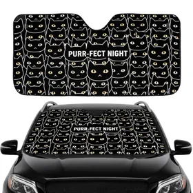 Black Cat Faces Cosmic Night - Car Interior Upgrade for Cat Lovers Car Sunshade