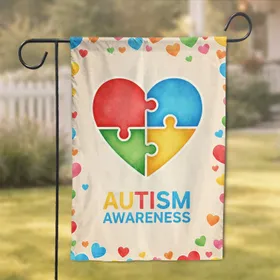 Autism Awareness Puzzle Heart Interlocking Symbol Home Support Gift Garden Flag