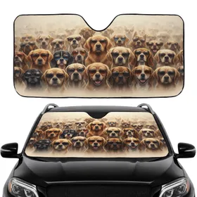Crowd of Dog Breeds in Stylish Sunglasses - Road Trip Essentials for Pet Owners Car Sunshade