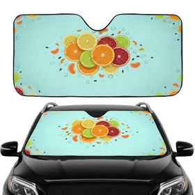 Fresh Citrus Fruit Slices Lemon Lime Blood Orange Water Droplets - Car Interior Upgrade Car Sunshade