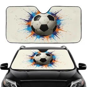 Scuffed Soccer Ball Paint Splatter - Commute Accessory Gift for Sports Fan Car Sunshade
