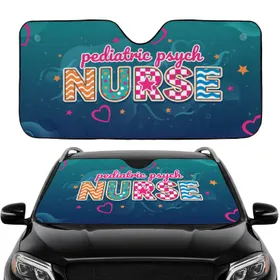 Pediatric Psych Nurse Hearts Stars Waves - Car Interior Upgrade for Nurses Car Sunshade