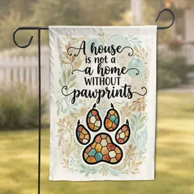 Pawprints Home Love Mosaic Paw Print - Home Decor Gift for Pet Parents Garden Flag