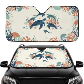 Sea Turtles Coral Marine Plants Ocean Realm - Travel Essentials Wildlife Lover Gift Car Sunshade