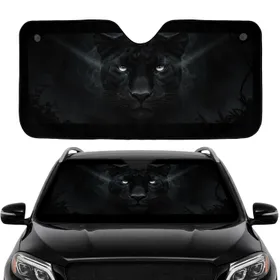 Majestic Black Panther Glowing Eyes Dark Ethereal Mist - Commute Accessory Upgrade Car Sunshade