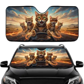 Five Bengal Cats Adventure Drive Smartphone Sunglasses - Road Trip Essentials Gift Car Sunshade