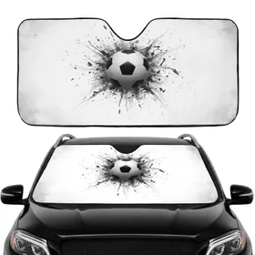 Soccer Ball Impact Metallic Debris Ink Splatter Burst - Car Interior Upgrade for Road Trips Car Sunshade