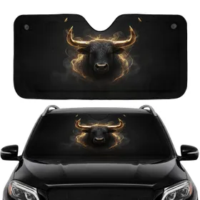 Bull Head Golden Horns - Car Interior Upgrade Road Trip Essentials Car Sunshade