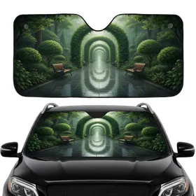 Green Botanical Garden Archway Tunnel - Car Interior Upgrade Car Sunshade