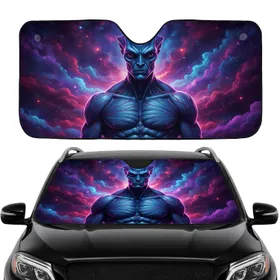 Imposing Alien Figure Cosmic Galaxy Nebulae - Travel Essentials Car Sunshade