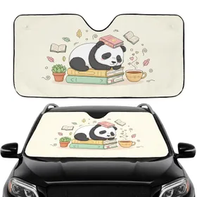 Sleeping Panda Succulent Books - Travel Essentials for Book Lover Car Sunshade