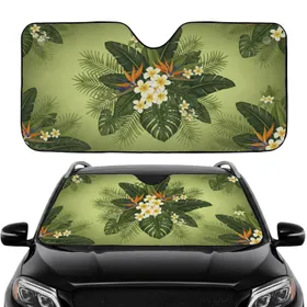 Tropical Foliage Plumeria Bird of Paradise Jungle - Car Interior Upgrade Car Sunshade