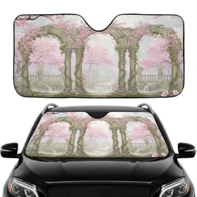 Cherry Blossom Archway Ancient Stone Ivy Garden - Car Interior Upgrade Car Sunshade