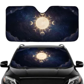 Realistic Moon Phases Astrological Orbital Paths Cosmic Sky - Car Interior Upgrade Car Sunshade