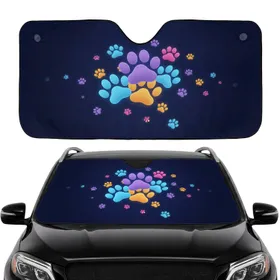 Animal Paw Prints Indigo Twilight Aura - Pet Lover Car Interior Travel Essential Car Sunshade