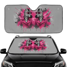 Zebra Striped Face Trench Coat Gold Buttons Sunglasses - Metropolitan Car Upgrade Car Sunshade