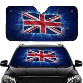 Majestic Union Jack Flag London Skyline Lion Head - Iconic British Auto Accessory Car Sunshade