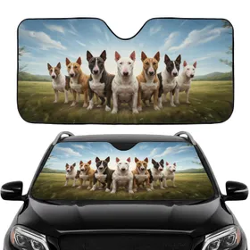 Seven Bull Terriers Epic Journey - Road Trip Gift for Dog Lovers Car Sunshade